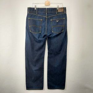 Armani Jeans Mens 36 x 32.5 Loose Fit Dark Wash Blue Indigo Button Fly J6J434B,